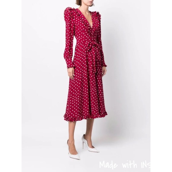 Alessandra Rich Rosette gathered polka-dot silk-crepe dress - Picture 3 of 16